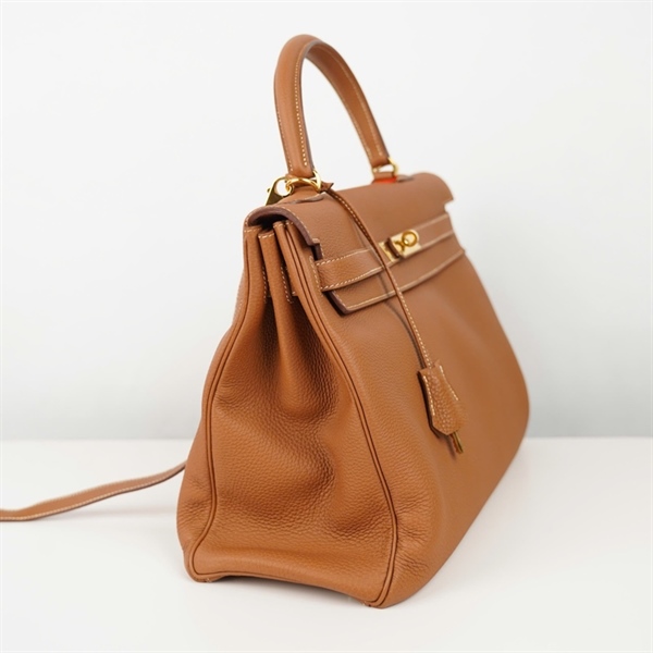 Túi Hermes Kelly nâu kèm ổ + 2 chìa sz35 (BQ) +