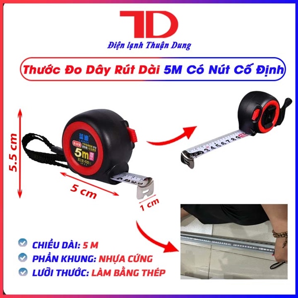 Thước đo dây rút dài 5M có nút cố định thước tiện lợi-11994