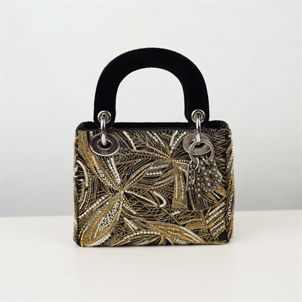 Túi Dior Lady họa tiết vàng sz mini +