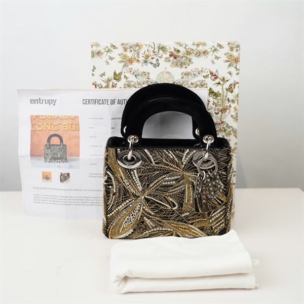 Túi Dior Lady họa tiết vàng sz mini +