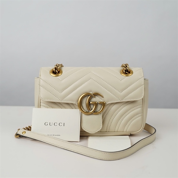 Túi GG Marmont trắng (446744-467891) sz21 KG+