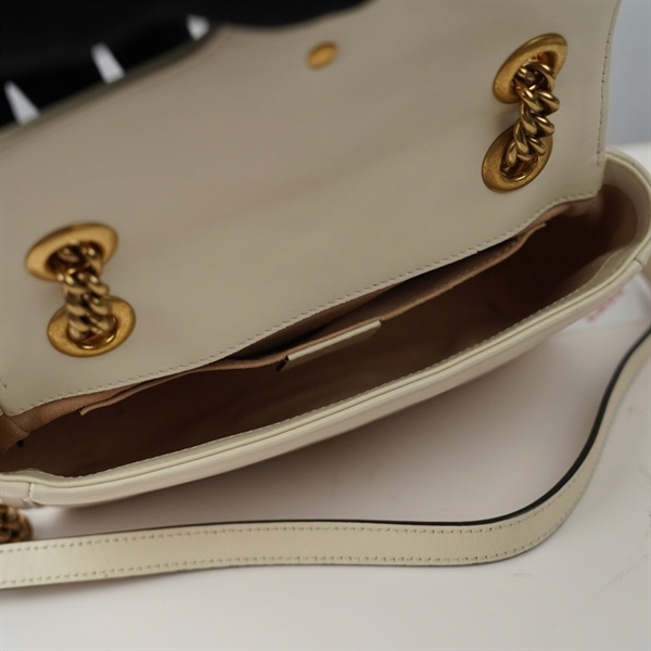 Túi GG Marmont trắng (446744-467891) sz21 KG+
