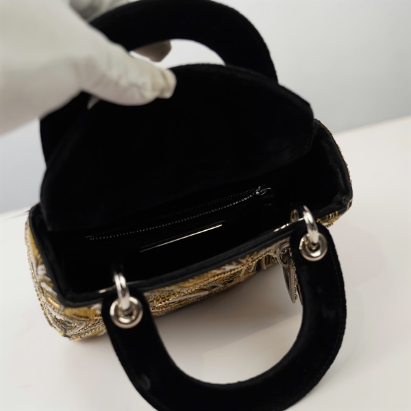 Túi Dior Lady họa tiết vàng sz mini +