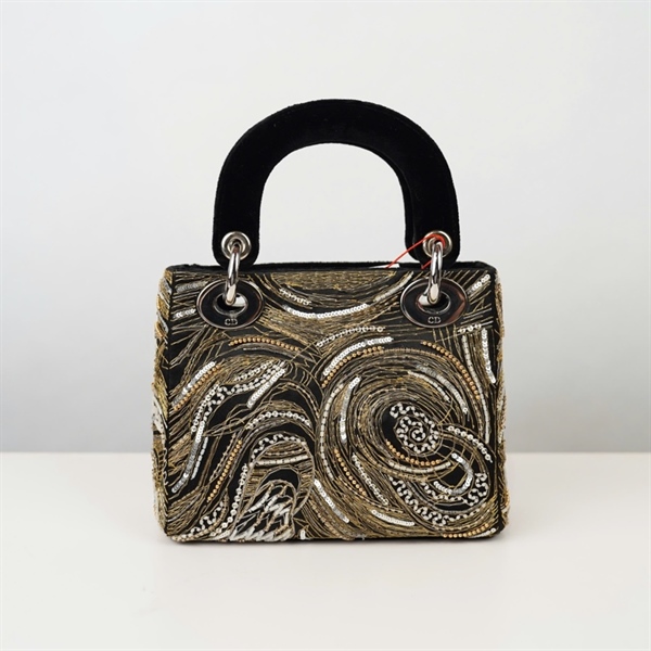 Túi Dior Lady họa tiết vàng sz mini +