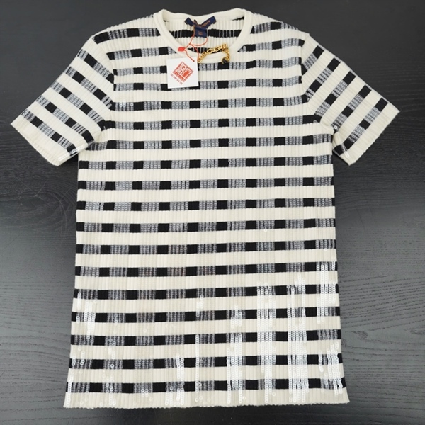 Áo thun LV trắng kẻ đen szS KG+