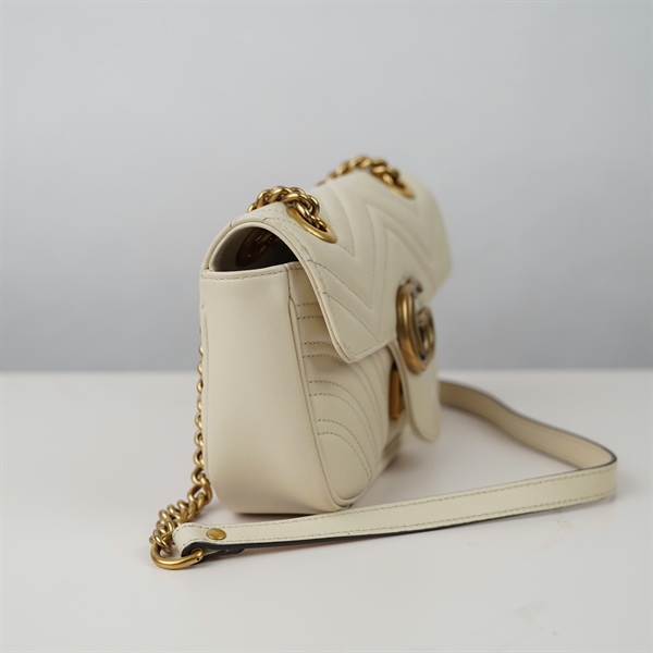 Túi GG Marmont trắng (446744-467891) sz21 KG+