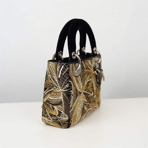 Túi Dior Lady họa tiết vàng sz mini +