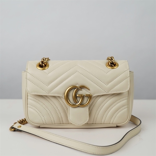 Túi GG Marmont trắng (446744-467891) sz21 KG+