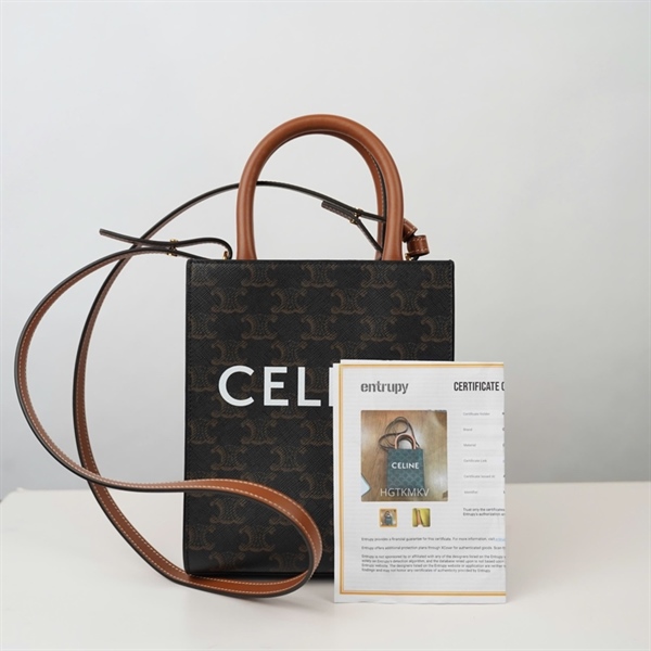 Túi Celine Handle nâu đậm sz17 KG+