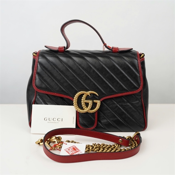 Túi GG Marmont đen viền đỏ (D030579693) sz26 KG+