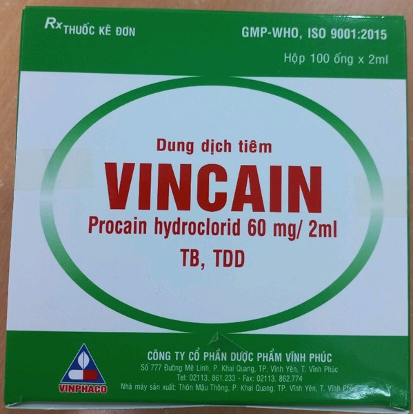 VINCAIN (Procain hydroclorid 60mg/2ml) (Hộp 100 ống x 2ml)- Vĩnh Phúc Việt Nam
