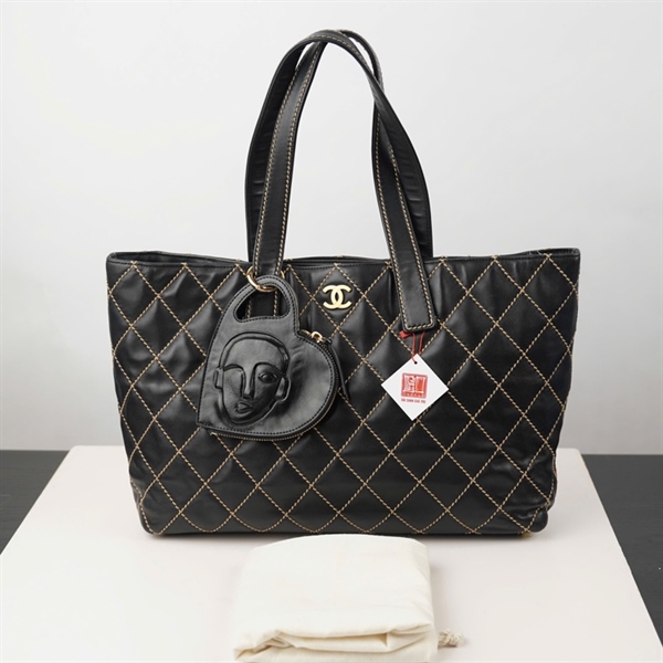 Túi Chanel Tote đen có lót form kèm ví sz39 KG+