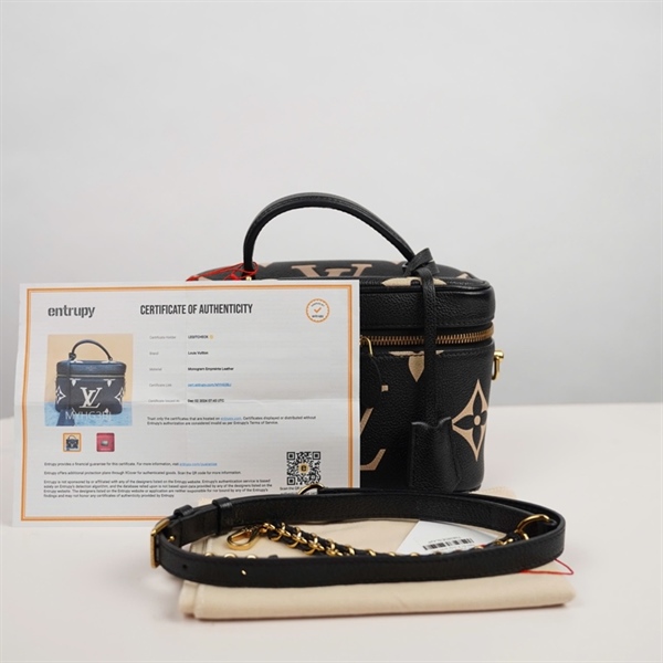 Túi LV Vanity đen hoa trắng kèm ổ+ 2 chìa sz20 KG+