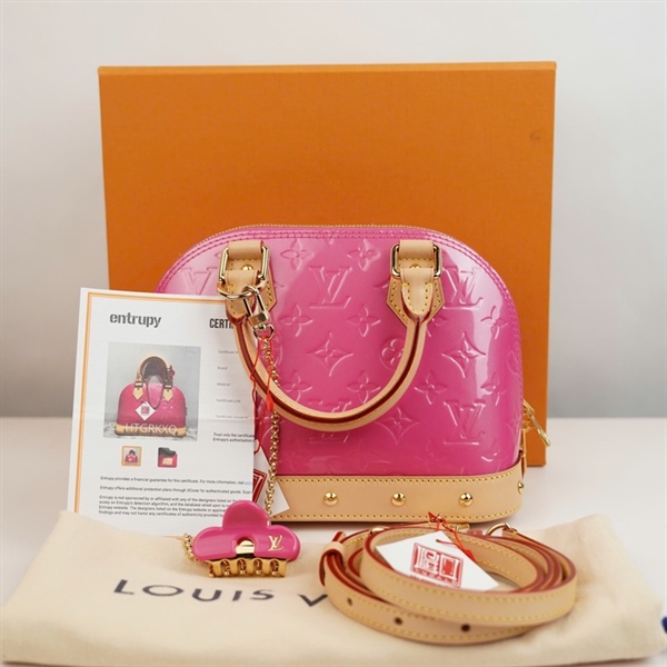 Túi LV Alma hồng kèm kẹp tóc sz23 +