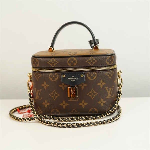 Túi LV Vanity hoa nâu kèm gương sz18 (HC)+