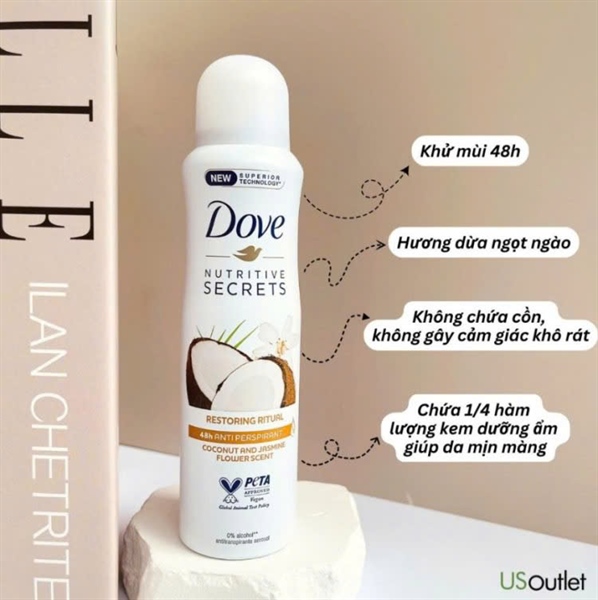 Xịt Khử Mùi Dove Secrets - Dừa
