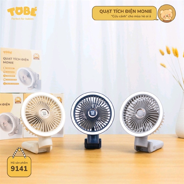 Quạt tích điện monie tobe bảo hành 12 tháng nhiều màu