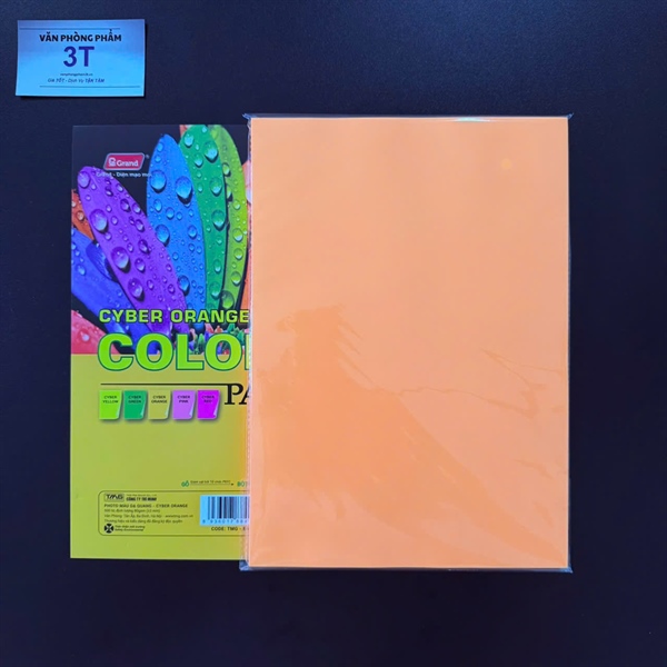 Giấy A4 (giấy mềm) PGrand màu CAM DẠ QUANG (100 tờ/ xấp)