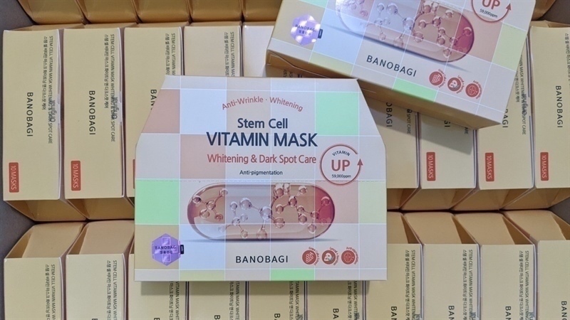 Mặt Nạ Banobagi Stem Cell Vitamin Mask Whitening & AC Care làm dịu vết thâm đỏ cho da mụn (H/10miếng)