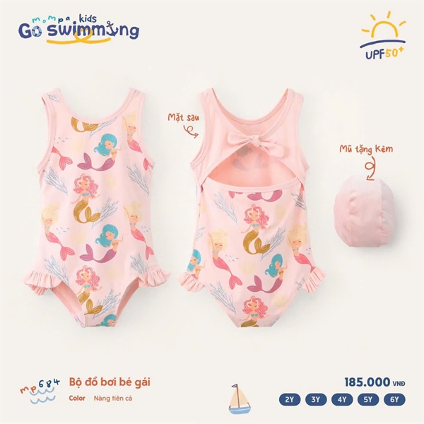 Mompa Body bơi BG + mũ MP684 - Hồng