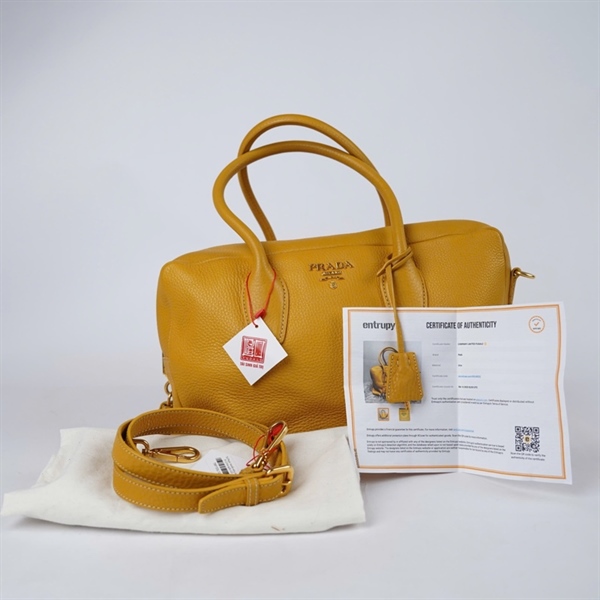 Túi Prada Handle vàng kèm ổ+ 2 chìa sz34 KG+