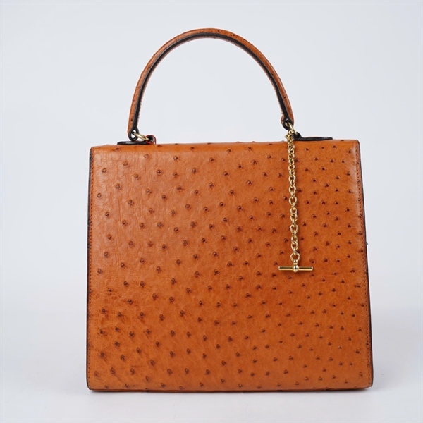 Túi Celine Handle nâu da đà điểu kèm ví sz28 KG+