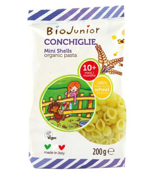 Nui ăn dặm hữu cơ Bio Junior 200g (10M+) hình vỏ sò