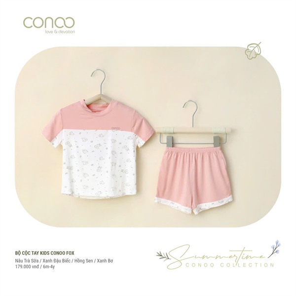 Conoo Bộ ngắn kids fox - hồng