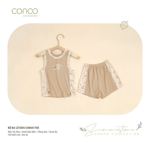 Conoo Bộ Ba Lỗ Kids Conoo Fox - Nâu Trà Sữa