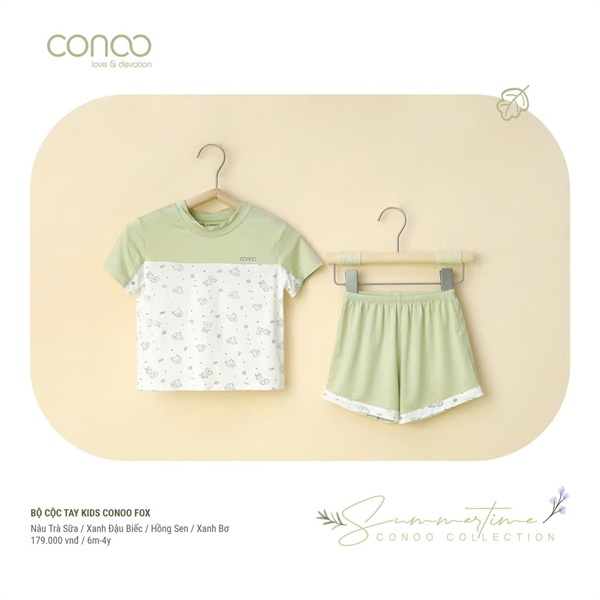 Conoo Bộ ngắn kids fox - x.lá