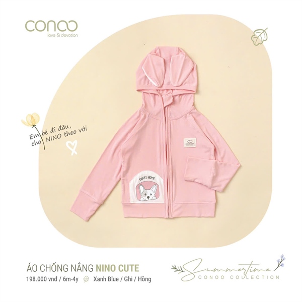 Conoo Áo Chống Nắng Đa Năng NiNo Cute - Hồng