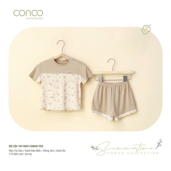 Conoo Bộ ngắn kids fox - nâu