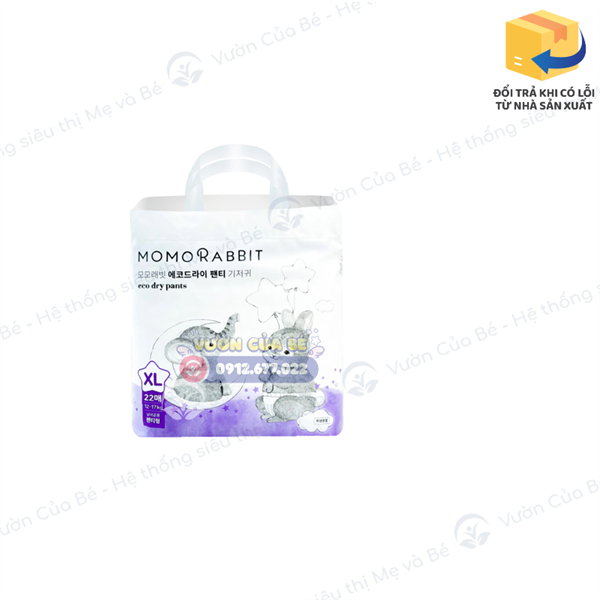 Bỉm Momorabbit Hàn Quốc size 05 XL quần 22 (12-17kg) - Loại Eco ban đêm