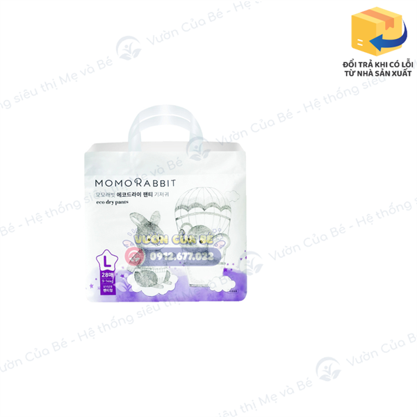 Bỉm Momorabbit Hàn Quốc size 04 L quần 28 (9-14kg) - Loại Eco ban đêm