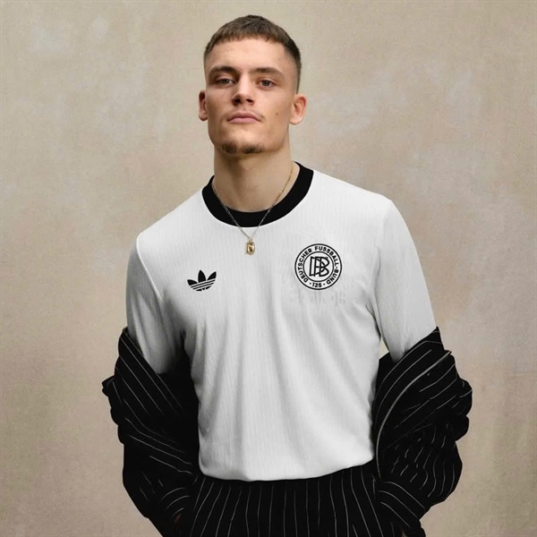 Áo bóng đá retro Đức kỉ niệm 125 năm, trắng vải Cotton Polyester thời trang blockcore