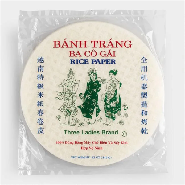 Three Ladies Rice Paper 16 cm round Bánh Tráng Ba Cô Gái Tròn 16cm (44-Count)