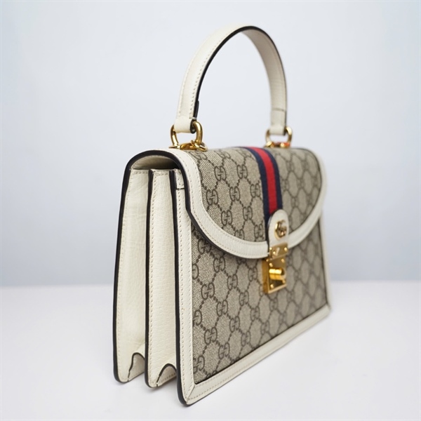 Túi GG Handle xám viền trắng (651055-493075) sz24 (HT)+