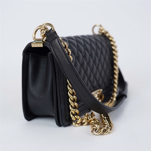 Túi Chanel Boy đen (22290690) sz25 (A-T) KG+