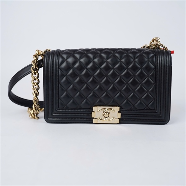 Túi Chanel Boy đen (22290690) sz25 (A-T) KG+