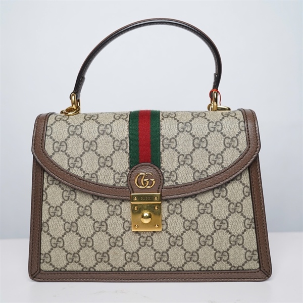 Túi GG Handle xám viền nâu (651055-520981) sz24 (HT)+