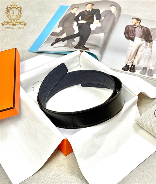 Dây belt Hermes Xanh tím/Đen 2 đầu nhọn bản 3.8