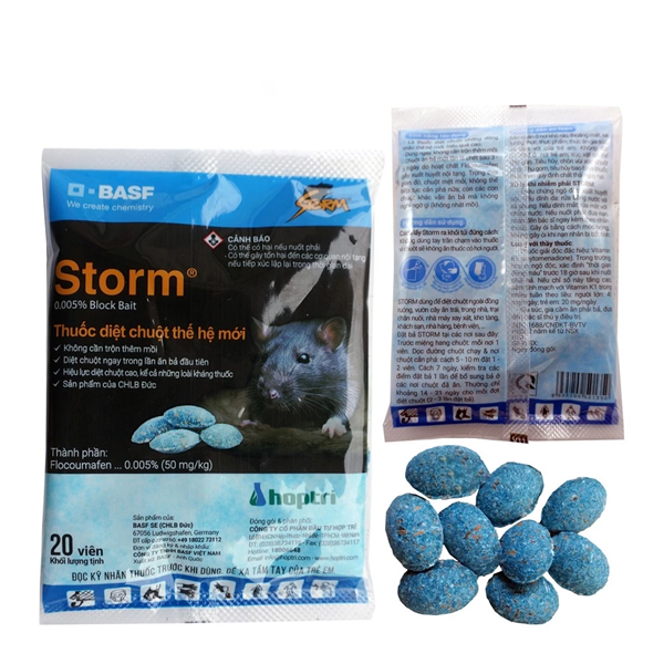 Gia dụng Dung dịch, hóa chất Kẹo chuột Storm (viên màu xanh) - 20 viên - Gói