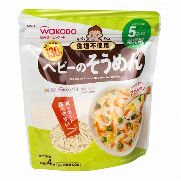 Mì Somen tách muối Wakodo 5M+ 130g Rau củ