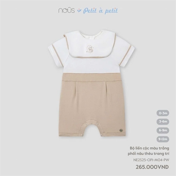 NS2500 - 3M/12M Bộ liền cộc phối nâu thêu trang trí