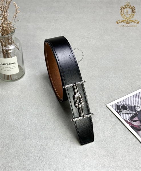 Mặt Belt Hermes H que xoắn kép bạc bản 3.8