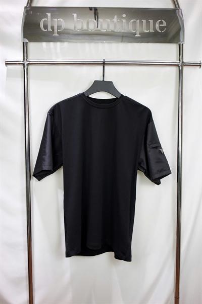 Prada Stretch cotton T-shirt with Re-Nylon details