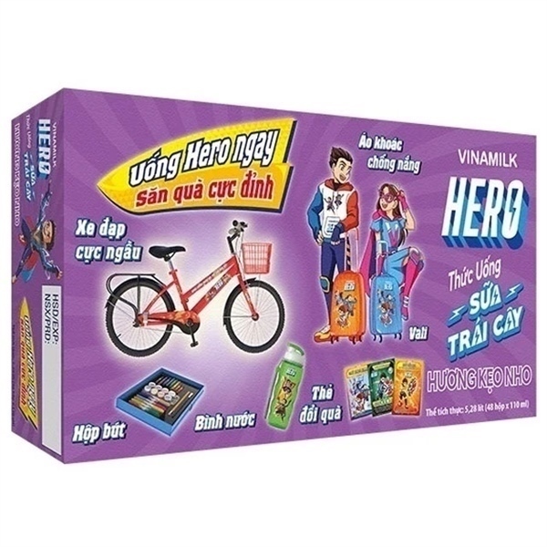 sữa trái cây Hero Hương vị nho 110ml- LỐC 4H_thùng12 -200k