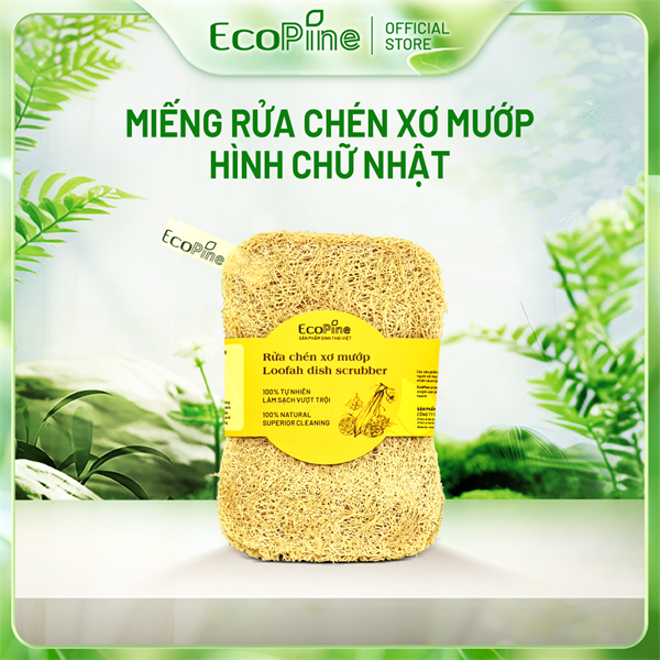 Miếng Rửa Chén Xơ Mướp Hình Chữ Nhật - Size S - Làng Mướp
