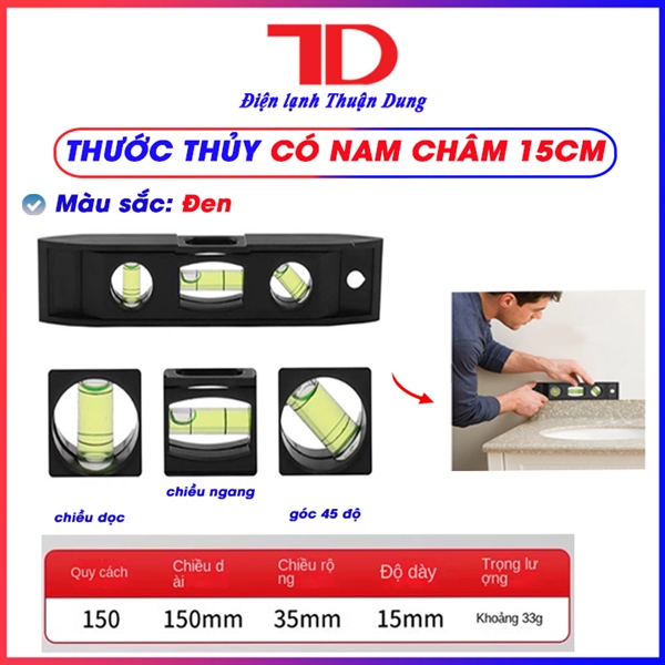 Thước Thủy Có Nam Châm Cân Bằng Mặt Phẳng 15cm - 150mm, từ tính mạnh