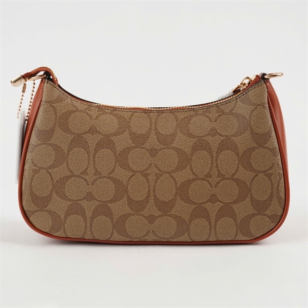 Túi Coach nâu in họa tiết kèm 2strap sz24+